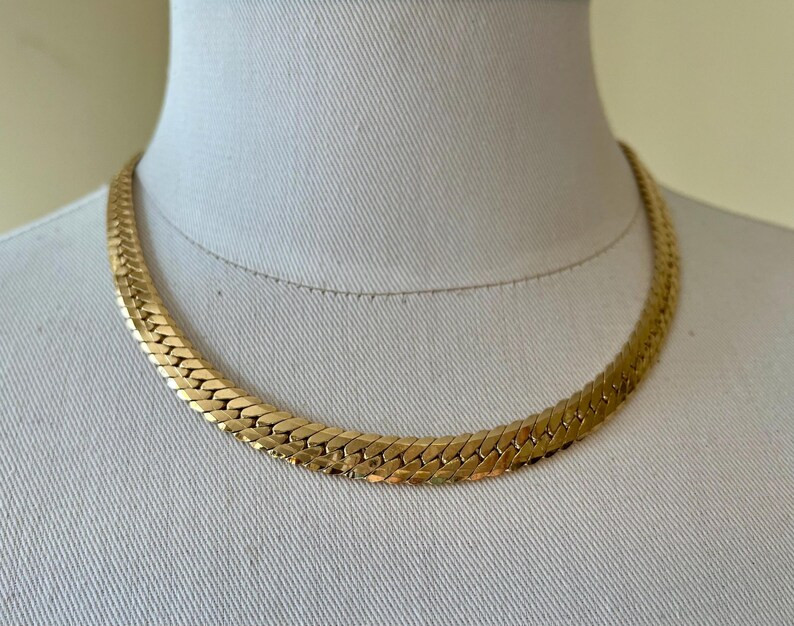 Beautiful Napier Herringbone Gold Chain Necklace Classic, Chunky - Etsy | Etsy (US)