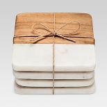 4pk Marble & Acacia Wood Coasters - Threshold™ | Target