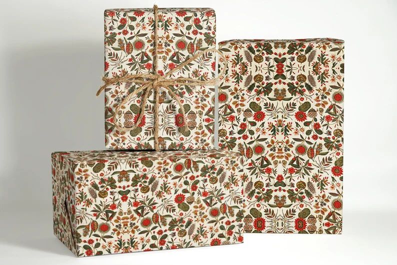 18th Century French Textile Wrapping Paper; Christmas Gift Wrapping; Christmas Wrapping Paper; Gift  | Etsy (US)