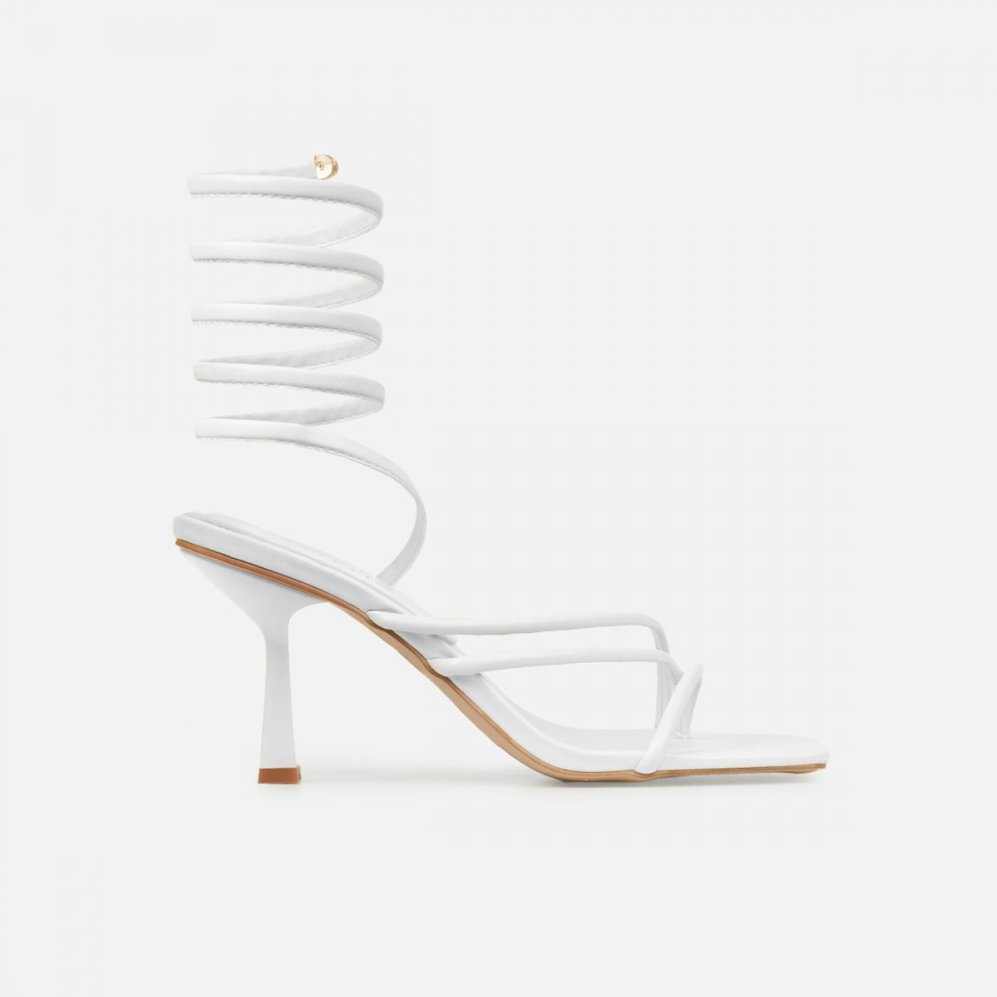 Tasha Ghouri Alisa White Spiral Mid Heels | Simmi Shoes