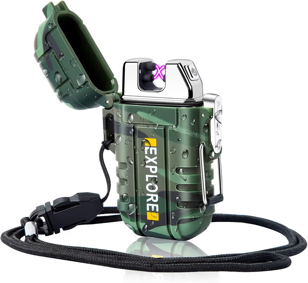 LcFun Waterproof Electric Dual Arc Lighter USB Rechargeable Outdoor Windproof Flameless Plasma Li... | Amazon (US)