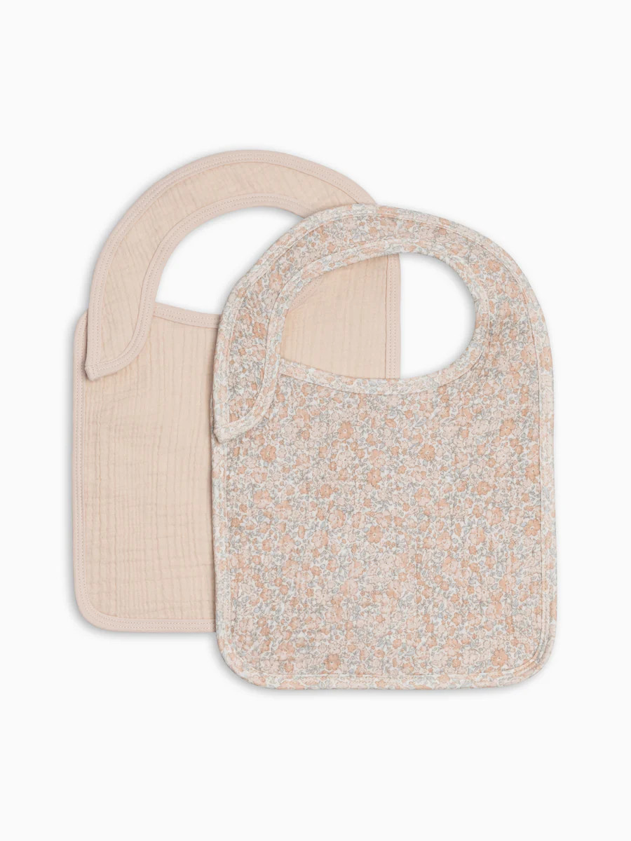 2-Pack Muslin Bibs - Belmont Floral + Shell | Colored Organics