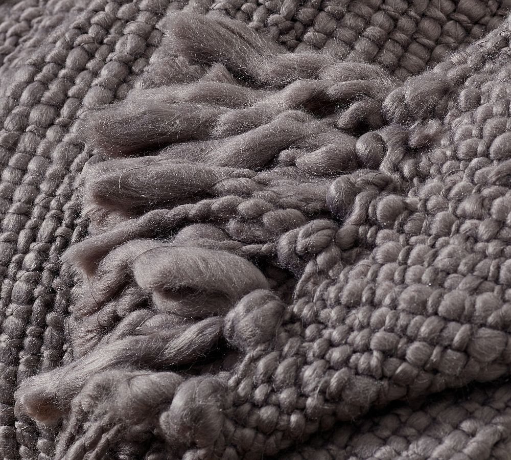 Textured Basketweave Knit Throw | Pottery Barn (US)