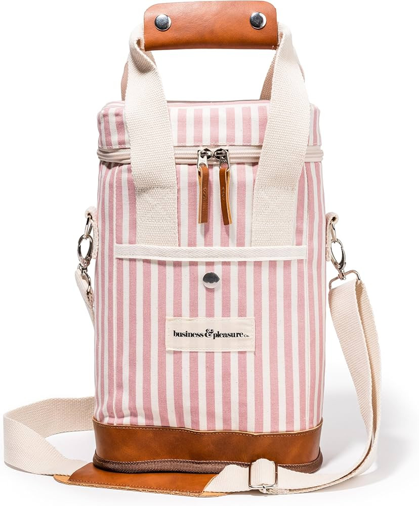 Business & Pleasure Co. Wine Cooler Tote Bag - Laurens Pink Stripe | Amazon (US)
