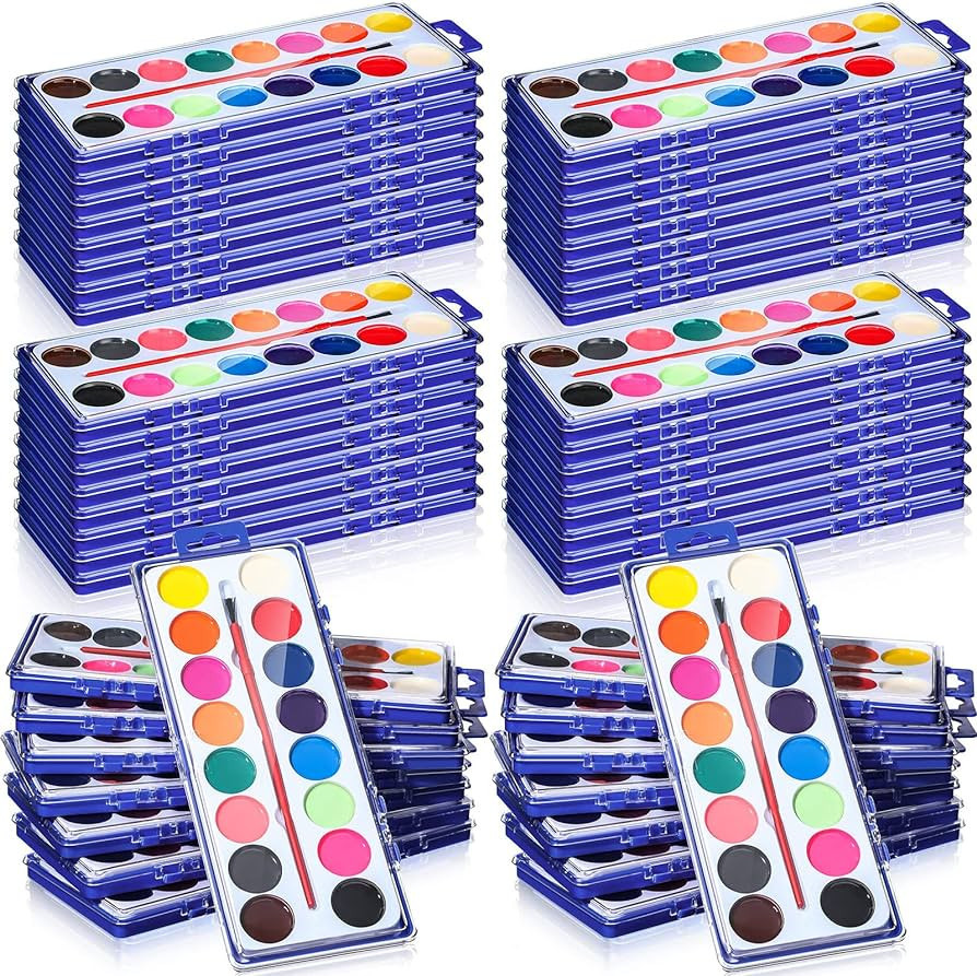 48 Pack Watercolor Paint Set 16 Colors Washable Watercolor Paint Bulk Art Paints with Paint Brush... | Amazon (US)
