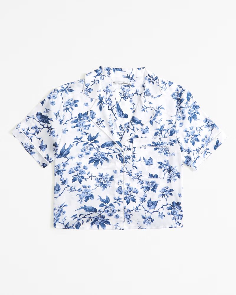Short-Sleeve Satin Sleep Shirt | Abercrombie & Fitch (US)