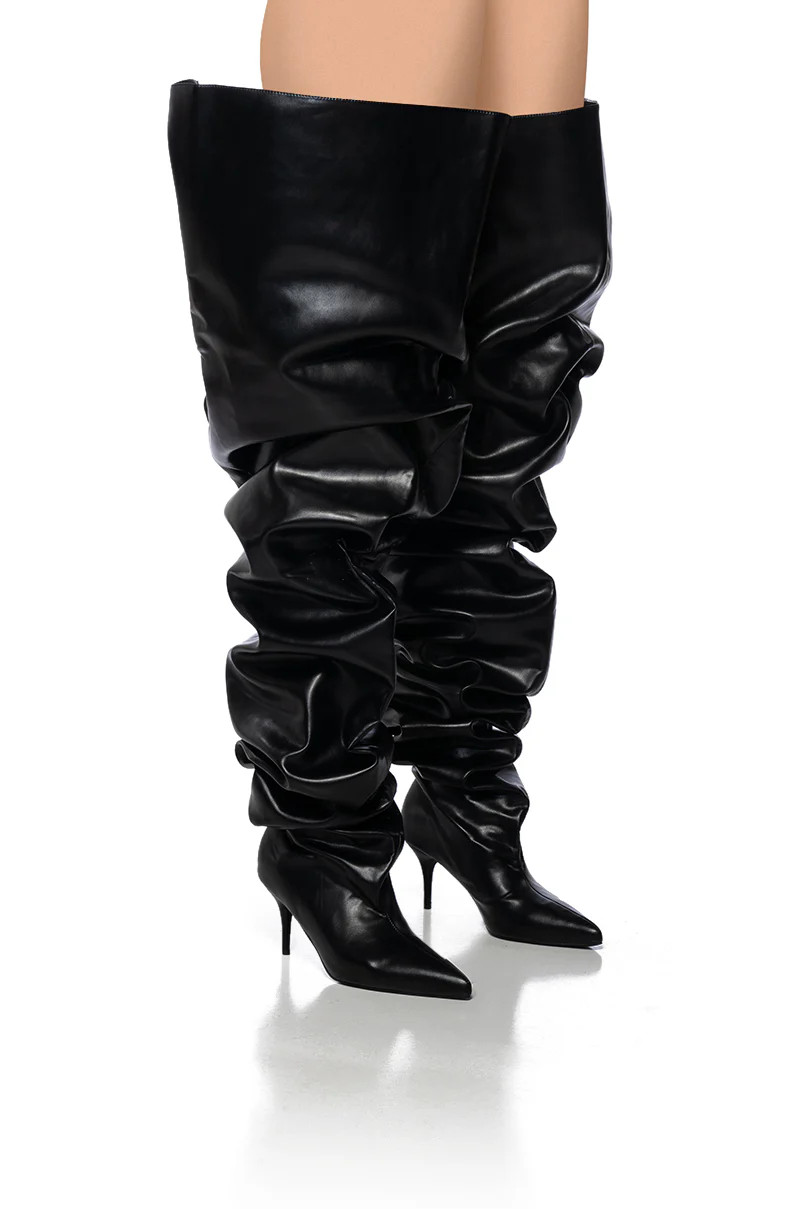 AZALEA WANG NEMY BLACK PU STILETTO BOOT | AKIRA
