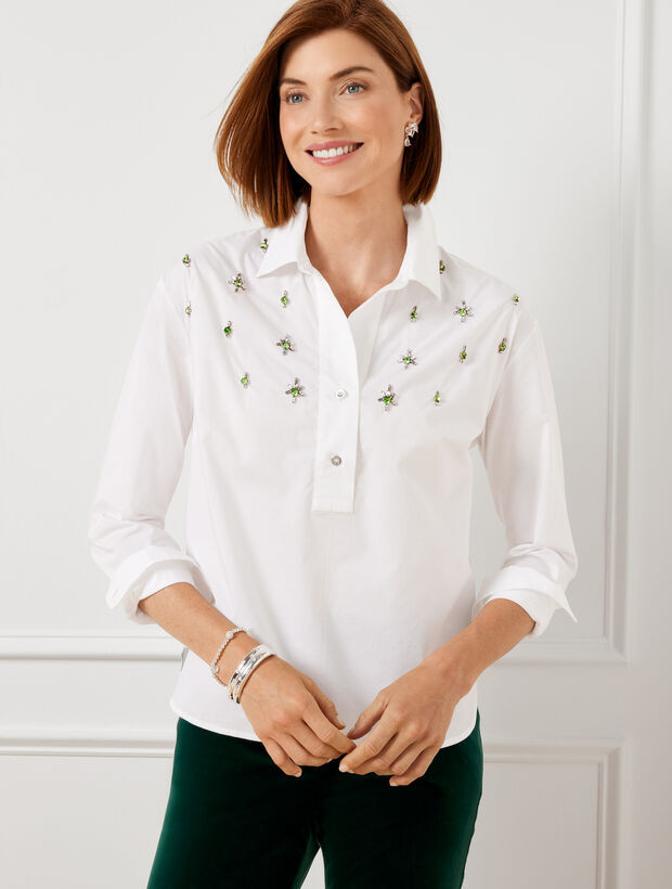Embellished Short Shirt | Talbots