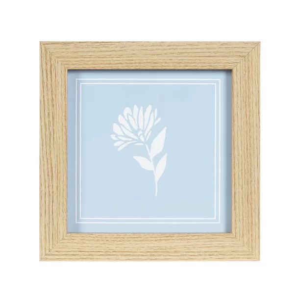 White Flower on Blue 6" x 6" Framed Art Print, by Design Ovation | Walmart (US)
