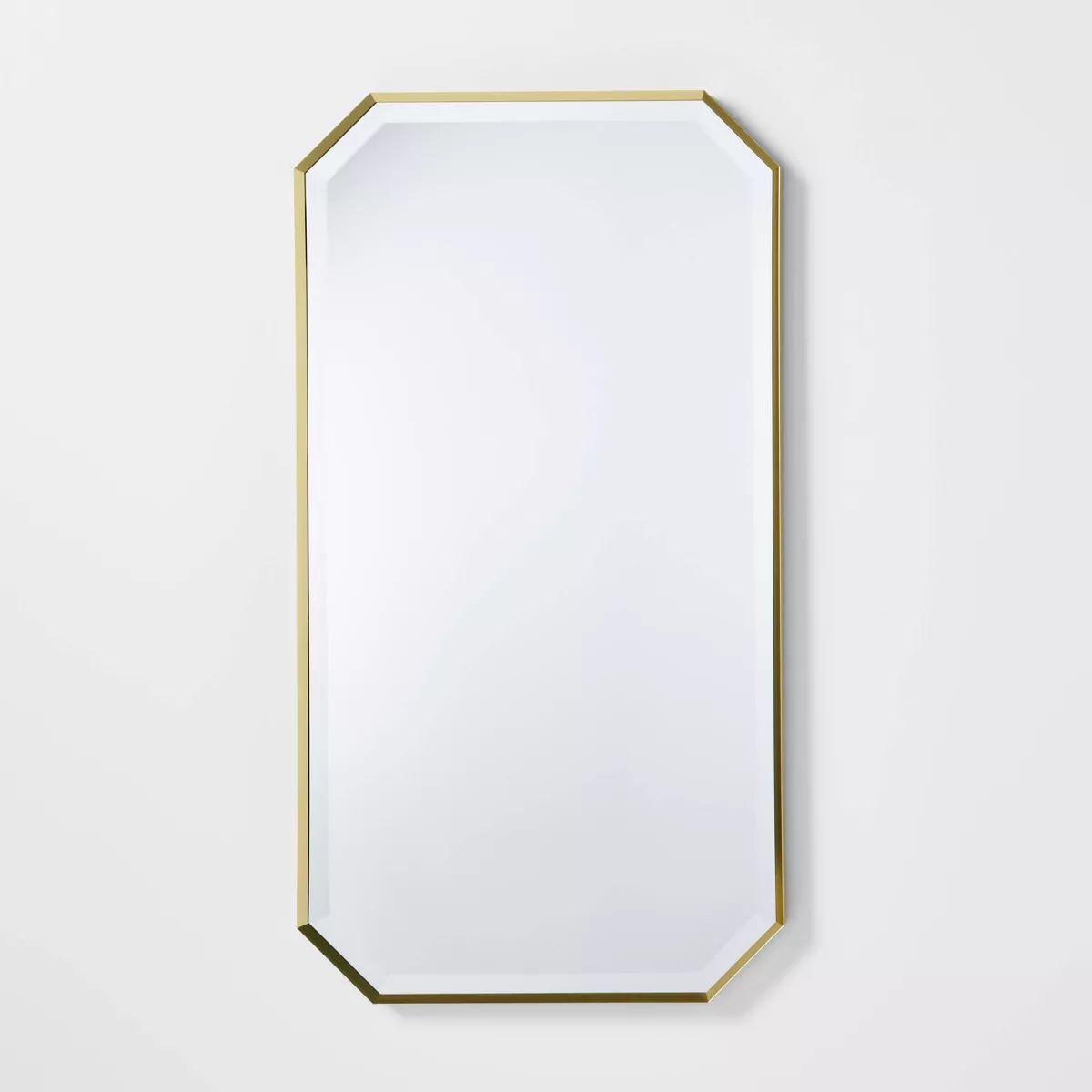 16"x30" Geometric Aluminum Metal Wall Mirror Brass - Threshold™ designed with Studio McGee | Target