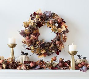 Faux Pomegranate & Pinecone Wreath & Garland | Pottery Barn (US)