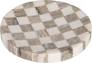 Bloomingville Round Marble Checkered Cheese and Serving Tray, Buff Color and White | Amazon (US)