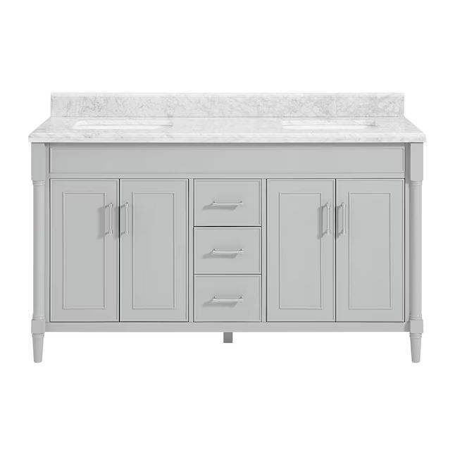 allen + roth Perrella 61-in Light Gray Undermount Double Sink Bathroom Vanity with Carrara Natura... | Lowe's