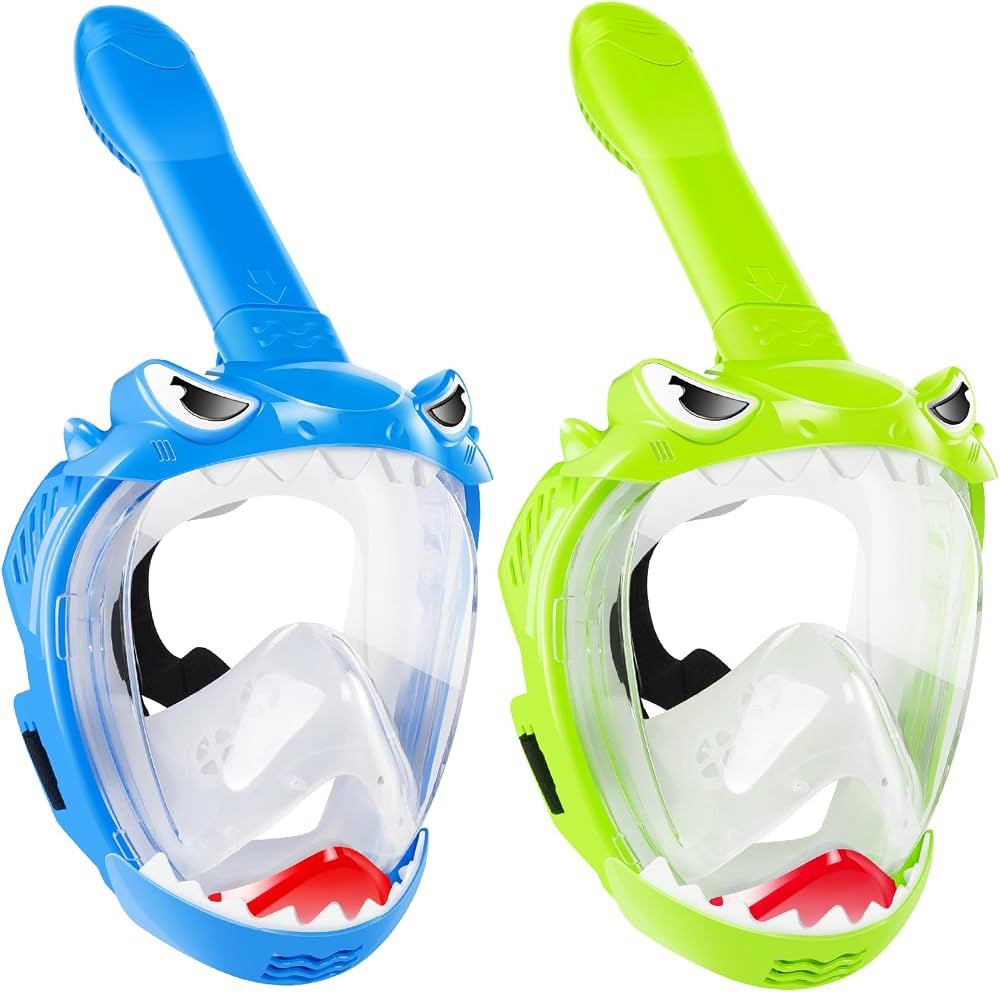 Full Face Snorkel Mask for Kids with 180\u00b0 Panoramic View, Snorkeling Set Featuring Anti-Leak... | Amazon (US)
