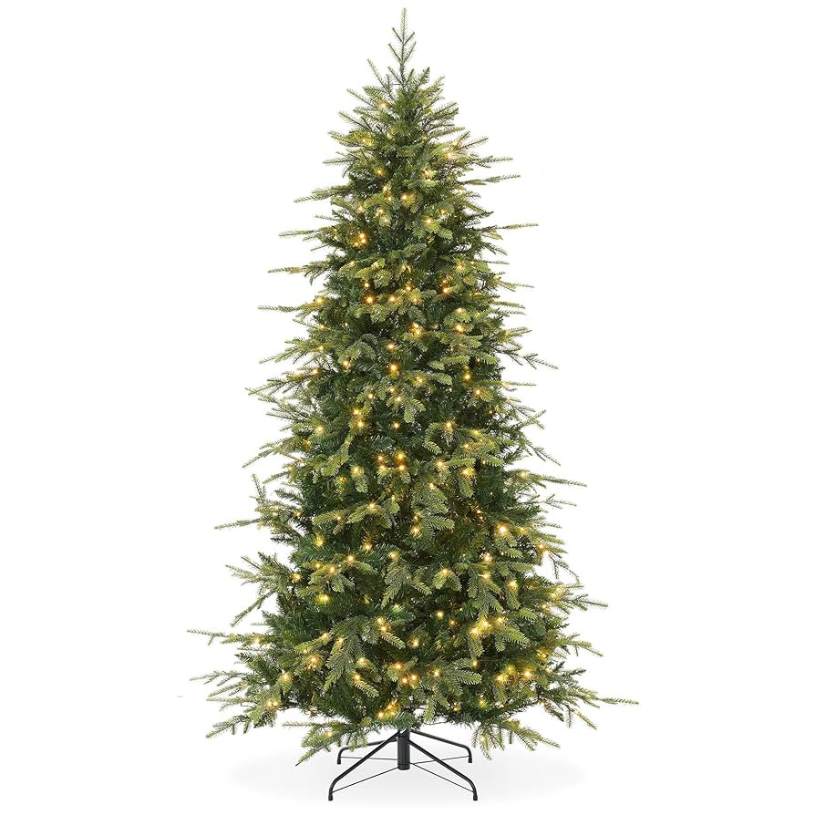 Casafield 7.5FT Pre-Lit Slim Green Aspen Fir Artificial Holiday Christmas Tree with White & Multi... | Amazon (US)
