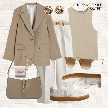 Shopping spree outfit 🛍️

‼️Don’t forget to tap 🖤 to add this post to your favorites folder below and come back later to shop

Make sure to check out the size reviews/guides to pick the right size

Summer outfit, spring outfit, casual brunch outfit, ysl bag, saint laurent belt, beige neutral outfit, neutrals, veja sneakers, knit top, knit tank top, linen tailored trousers, tailored pants, ray-ban sunglasses, 

#LTKSeasonal #LTKeurope #LTKstyletip