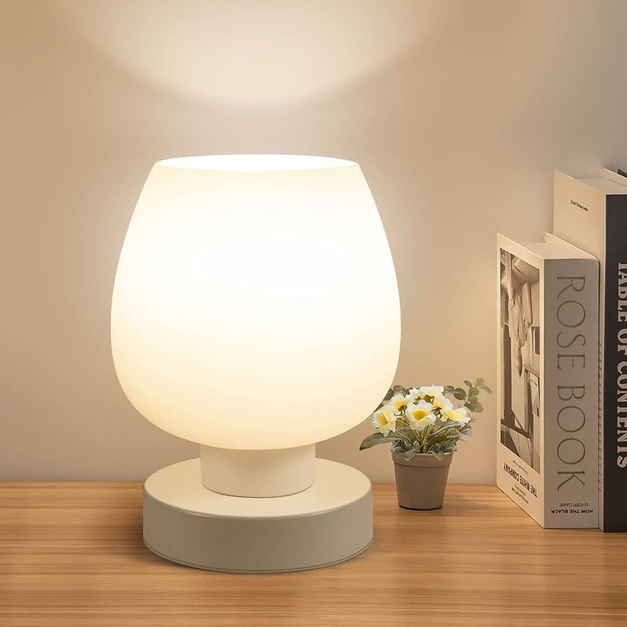 Touch Bedside Table Lamp - Modern Small Lamp for Bedroom Living Room Nightstand, Desk lamp with W... | Amazon (US)