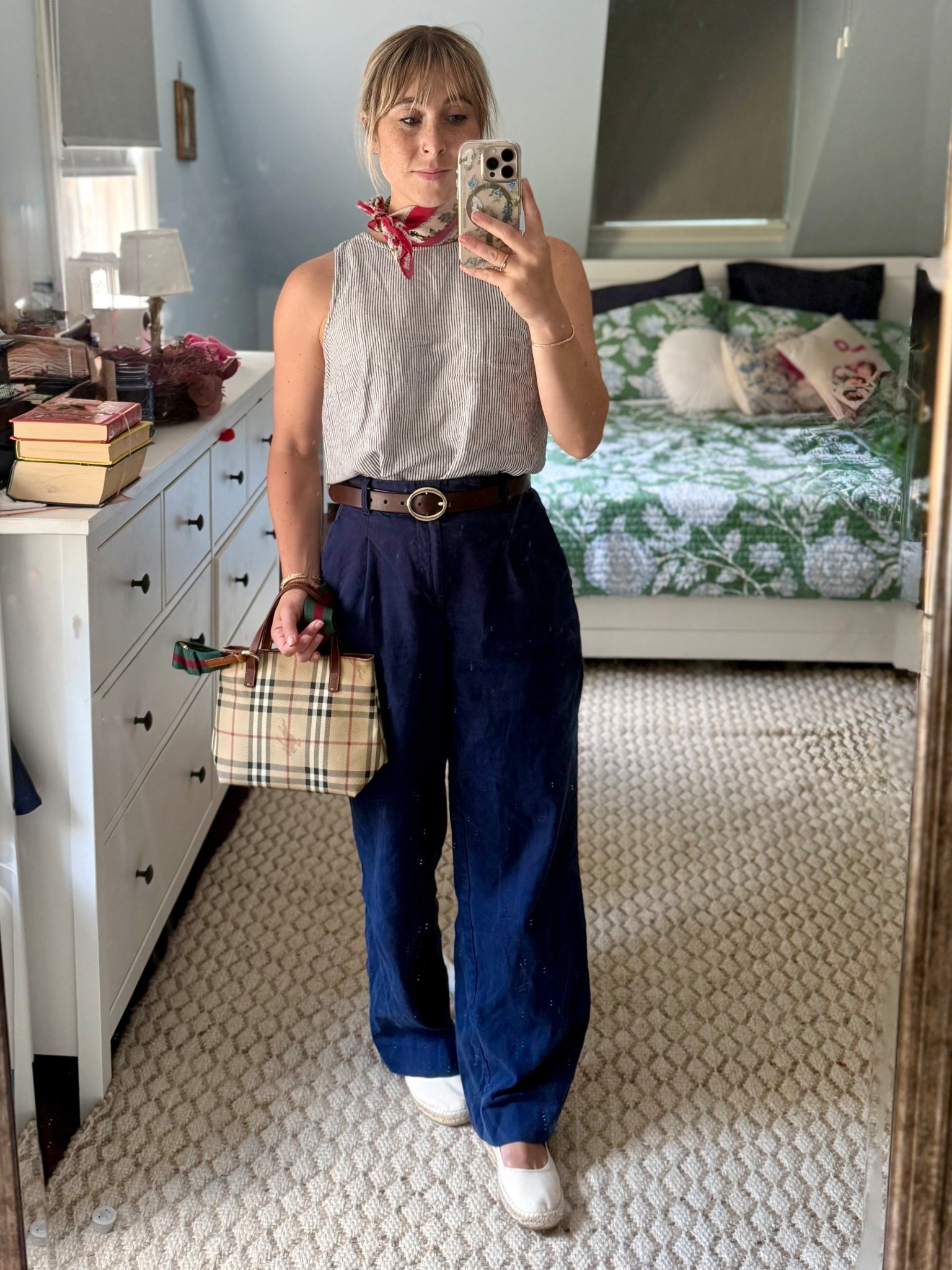 Linen sleeveless shirt, pants, & handbag are old, the espadrille Mary Janes & scarf are new from Sézane! Getting back into the swing of things by getting dressed DURING the week, instead of just on Sundays for church 😅 

#LTKStyleTip #LTKSeasonal #LTKShoeCrush
