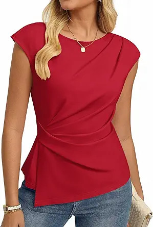 GRACE KARIN Womens 2026 Spring Short Sleeve Tops, Dressy Casual Peplum Shirts Outfit, Tunic Blous... | Amazon (US)