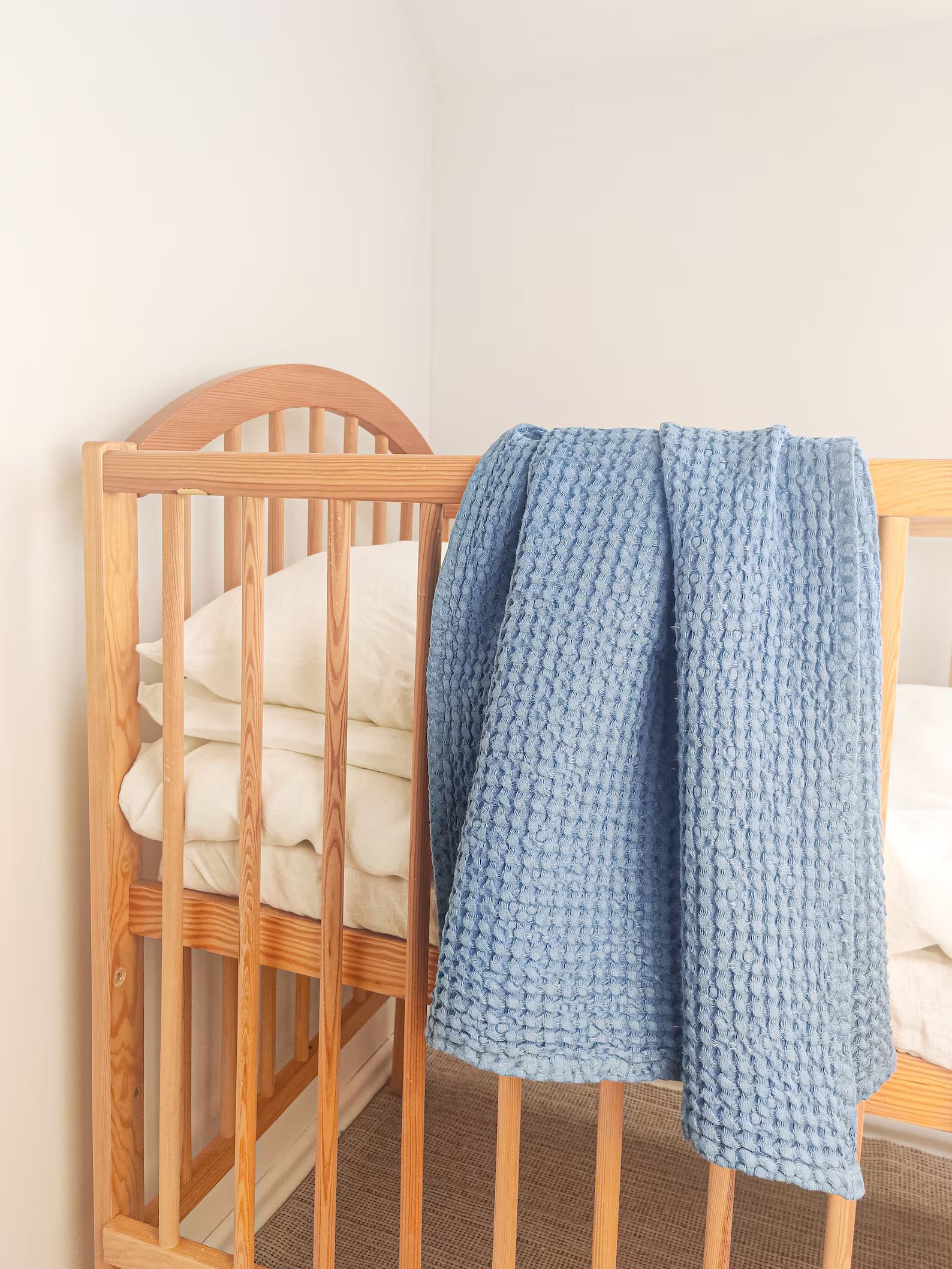 Waffle Weave Linen Kids' Blanket in White. Organic Linen Receiving Blanket. Linen Baby Throw. Sof... | Etsy (US)