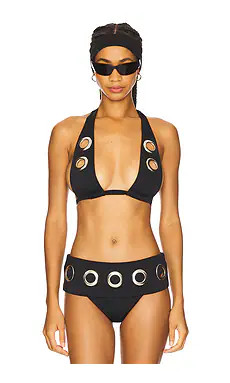 1XBLUE Eyelet Bikini Top in Black from Revolve.com | Revolve Clothing (Global)