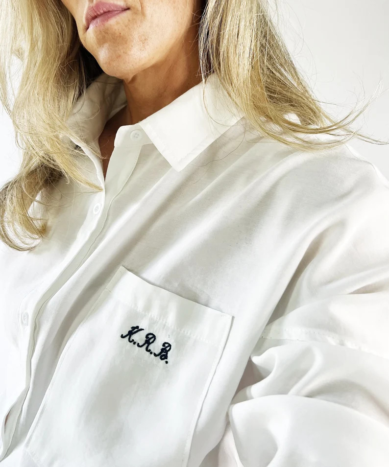 Oversized Initial Button Down Monogram Button Down Bridal - Etsy | Etsy (US)