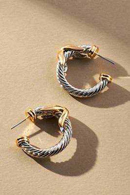 Two-Tone Cable Hoop Earrings | Anthropologie (US)