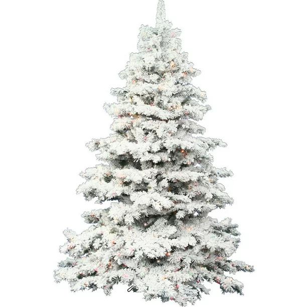 Vickerman Pre-Lit 4.5' Flocked Alaskan Artificial Christmas Tree, LED, Multicolor Lights - Walmar... | Walmart (US)