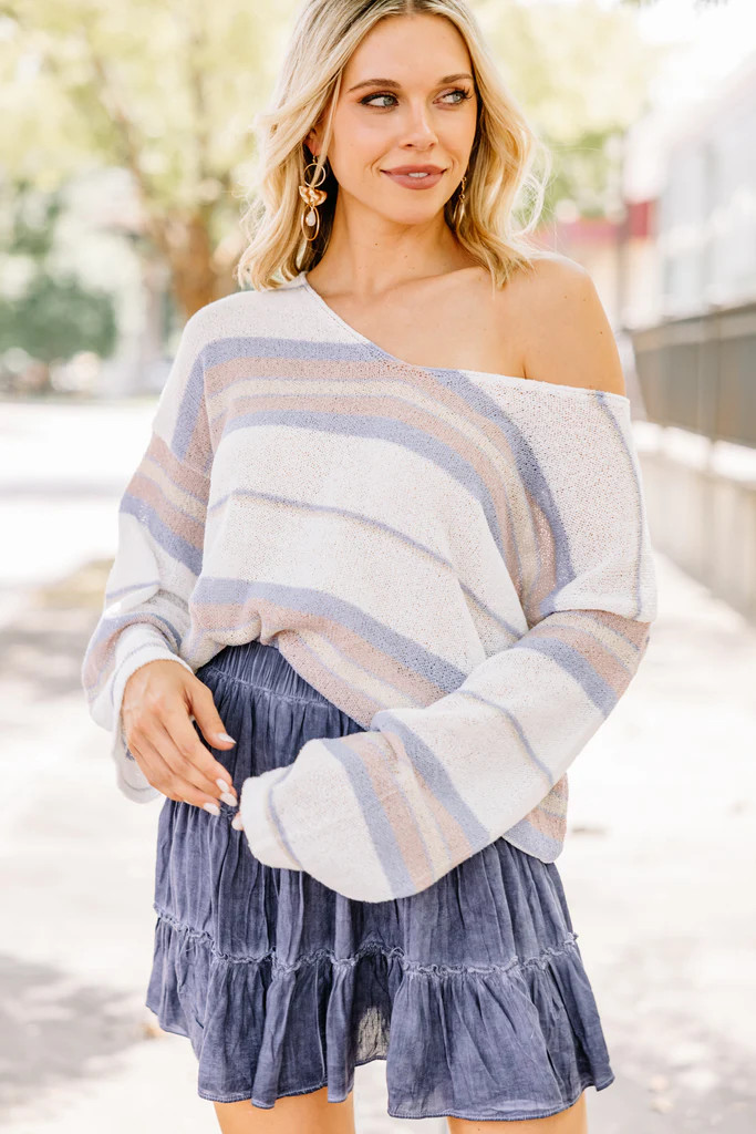 Always Easy Ivory White Striped Sweater | The Mint Julep Boutique