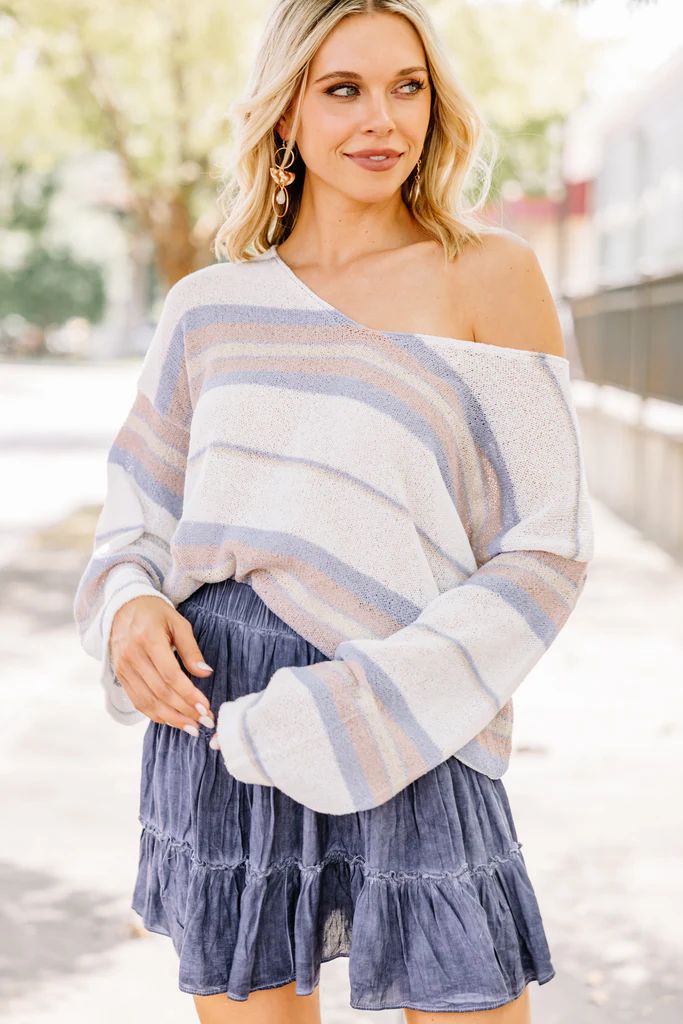 Always Easy Ivory White Striped Sweater | The Mint Julep Boutique
