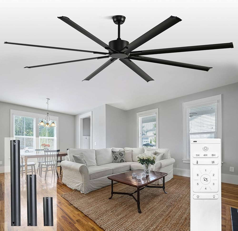 96" Industrial Ceiling Fan with Reversible DC Motor, 6-Speed Large Ceiling Fan with Aluminum Blad... | Amazon (US)