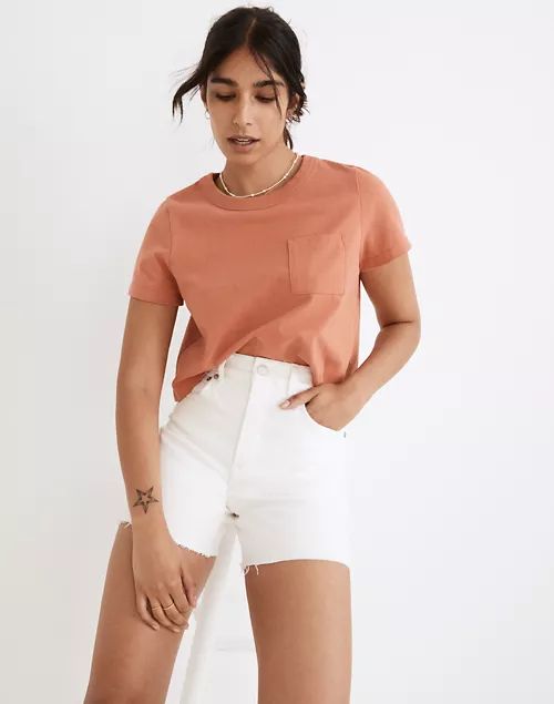 The Perfect Mid-Length Jean Short in Tile White | Madewell