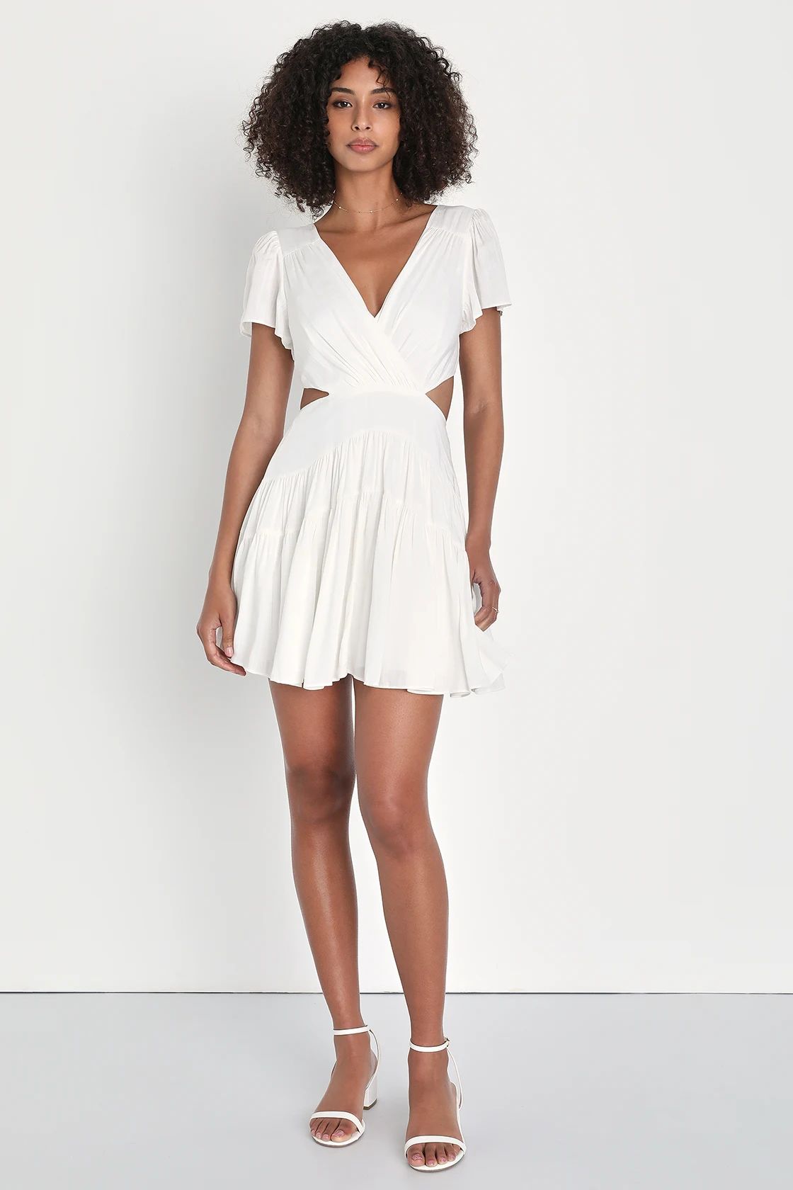 Feeling the Sunshine White Tie-Back Flutter Sleeve Mini Dress | Lulus (US)