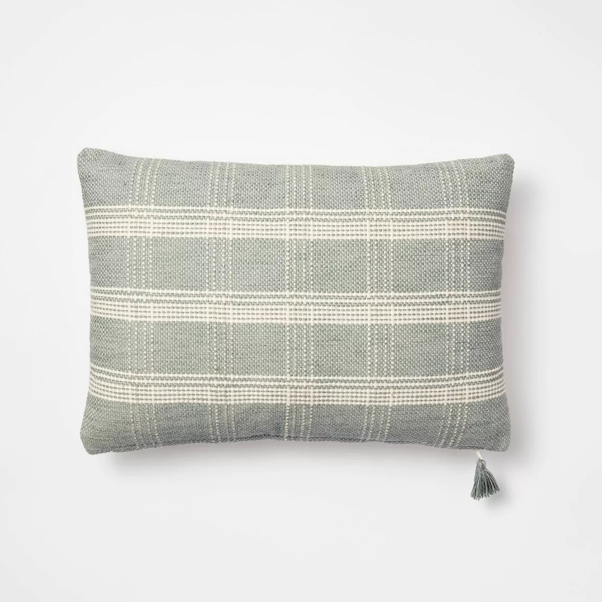 Woven Plaid Lumbar Throw Pillow with Tassel Zipper Light Green/Cream  - Threshold™ designed wit... | Target