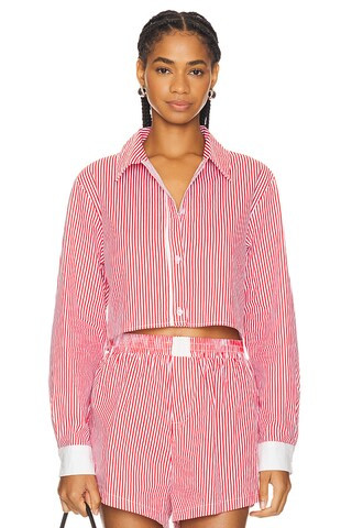 SNDYS X Revolve Darian Stripe Shirt in Red from Revolve.com | Revolve Clothing (Global)
