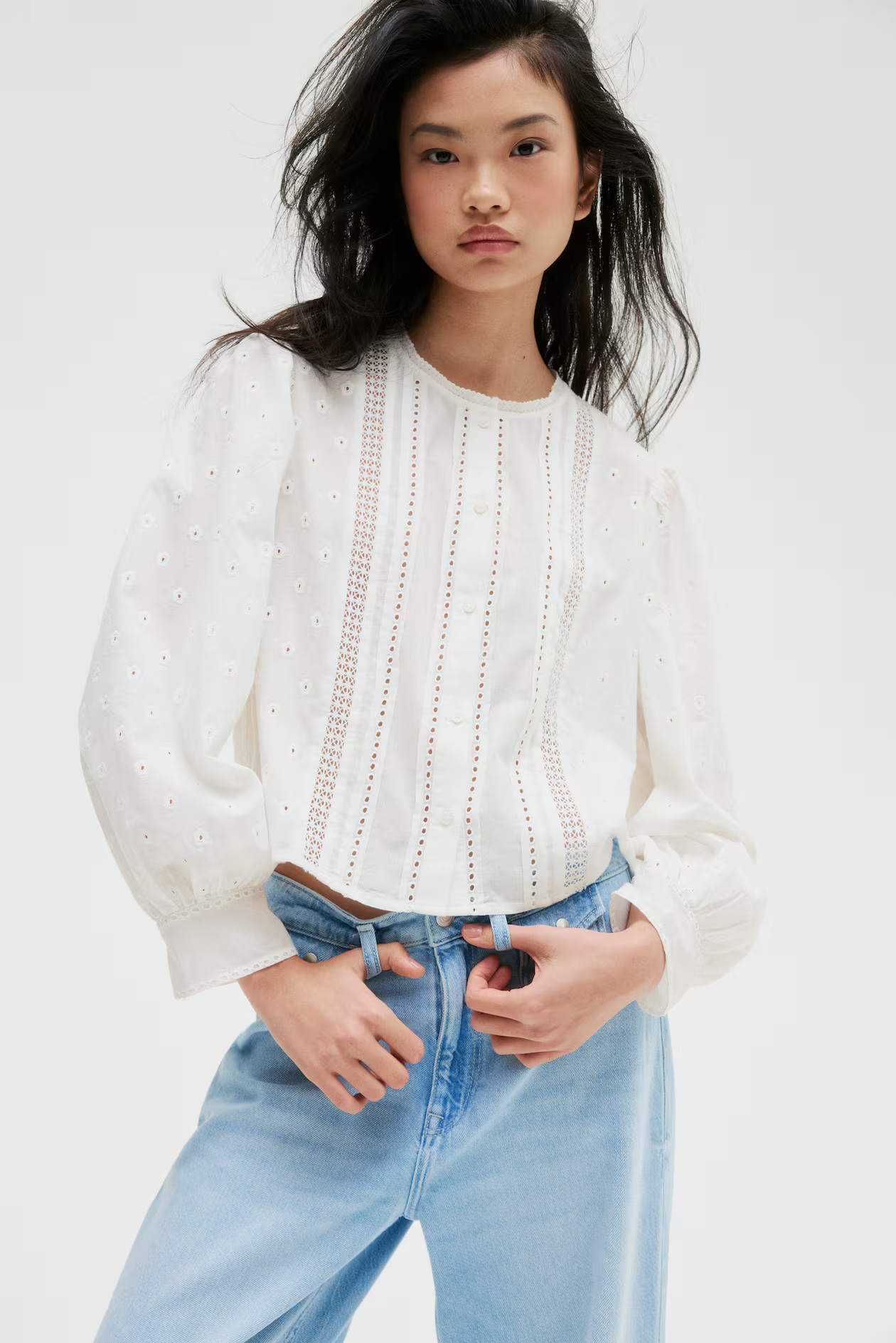Blouse with Eyelet Embroidery | H&M (US + CA)