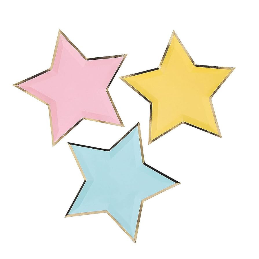 Fun Express Pastel Star-Shaped Paper Dessert Plates - Disposable Decorations Party Paper Plates -... | Amazon (US)
