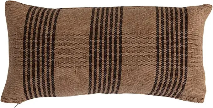 Recycled Cotton Throw Pillow, Brown & Tan Plaid | Amazon (US)