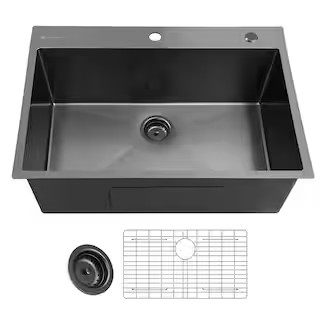 Glacier Bay 30 in. Drop-In Single Bowl 18 Gauge Gunmetal Black Stainless Steel Kitchen Sink ACS30... | The Home Depot
