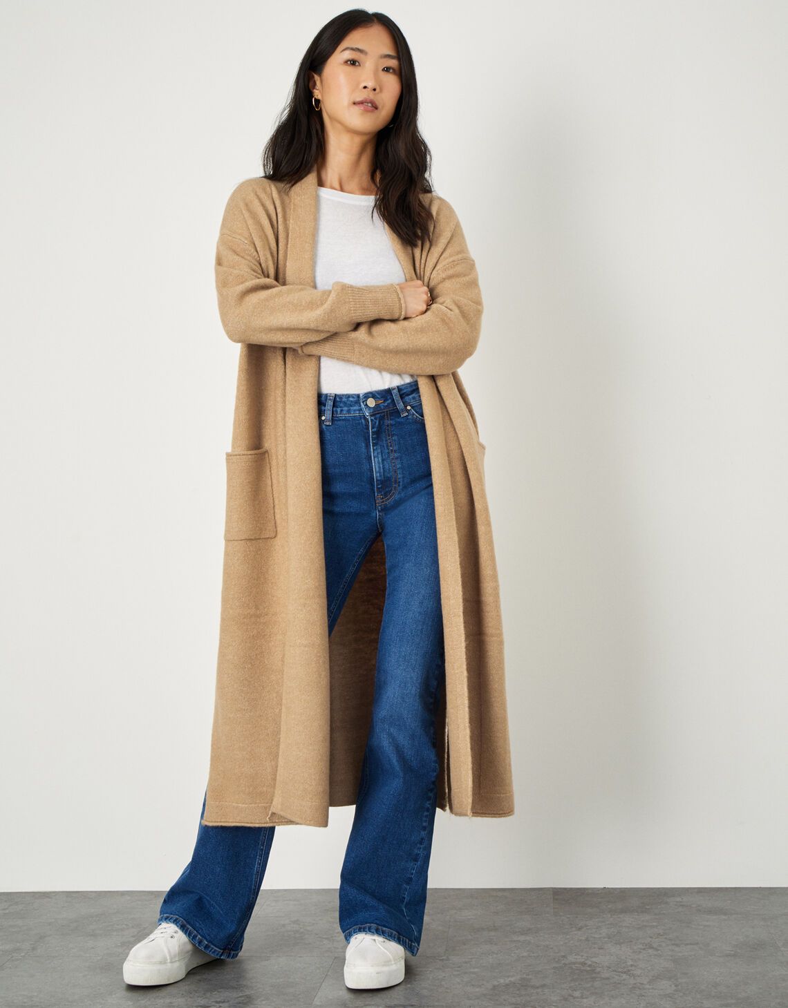Longline Cardigan with Recycled Polyester Camel | Monsoon (UK)