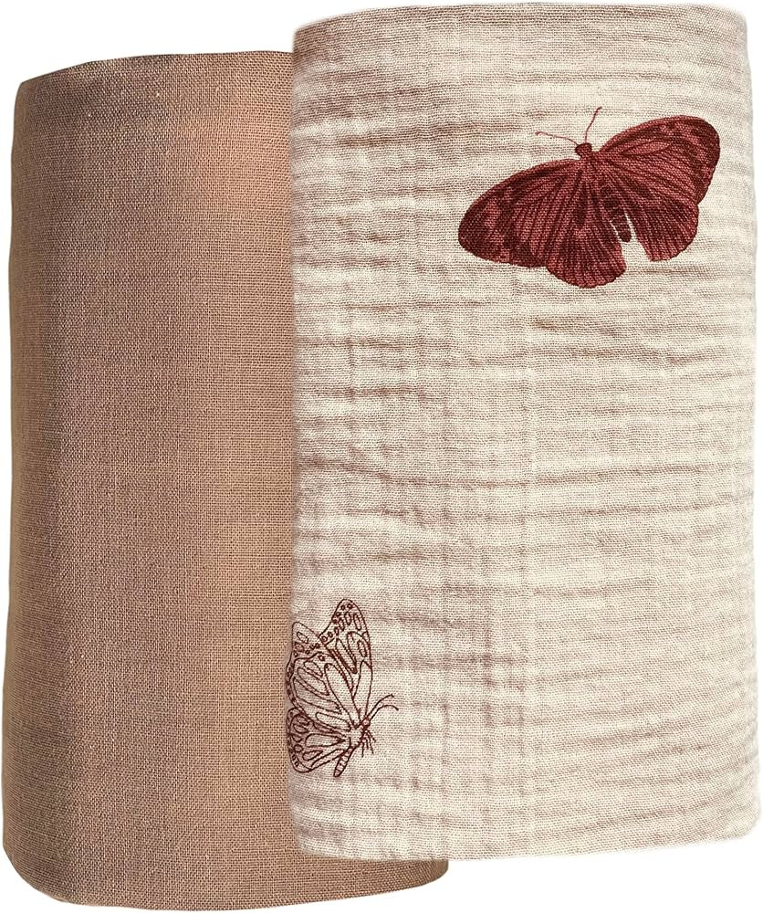 Leyl&Ari Muslin Swaddle Blanket |100% Organic Cotton Receiving Wrap (Boho Butterflies Set) | Amazon (US)