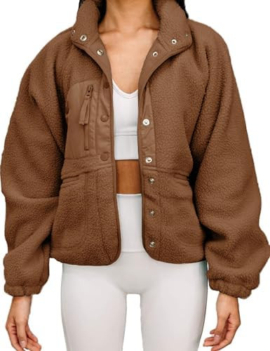 Aoang Womens Winter Coats Casual Lapel Long Sleeve Fleece Faux Fur Jacket | Soft Fluffy Sherpa wi... | Amazon (US)