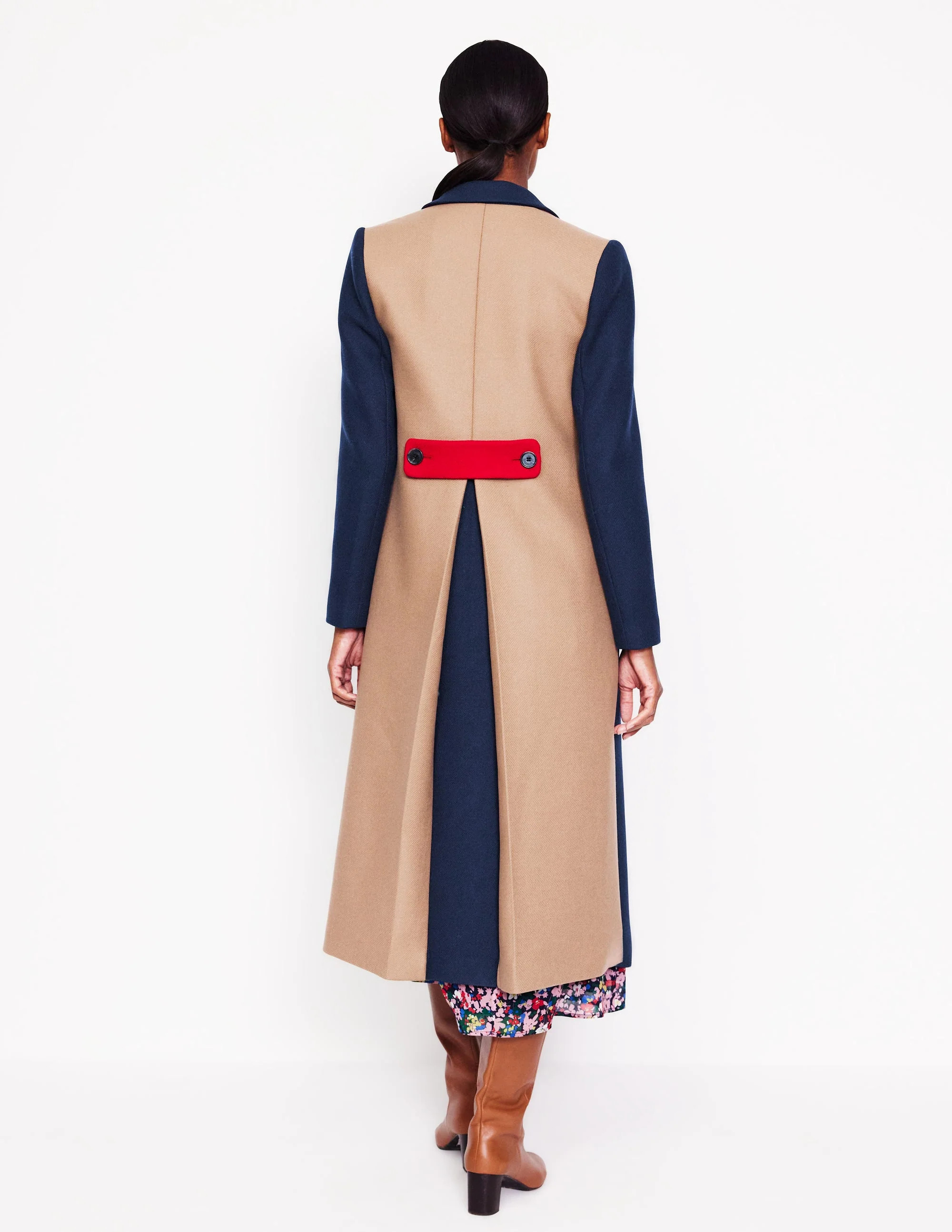 Colorblock Midi Coat-Navy, Multi | Boden (US)