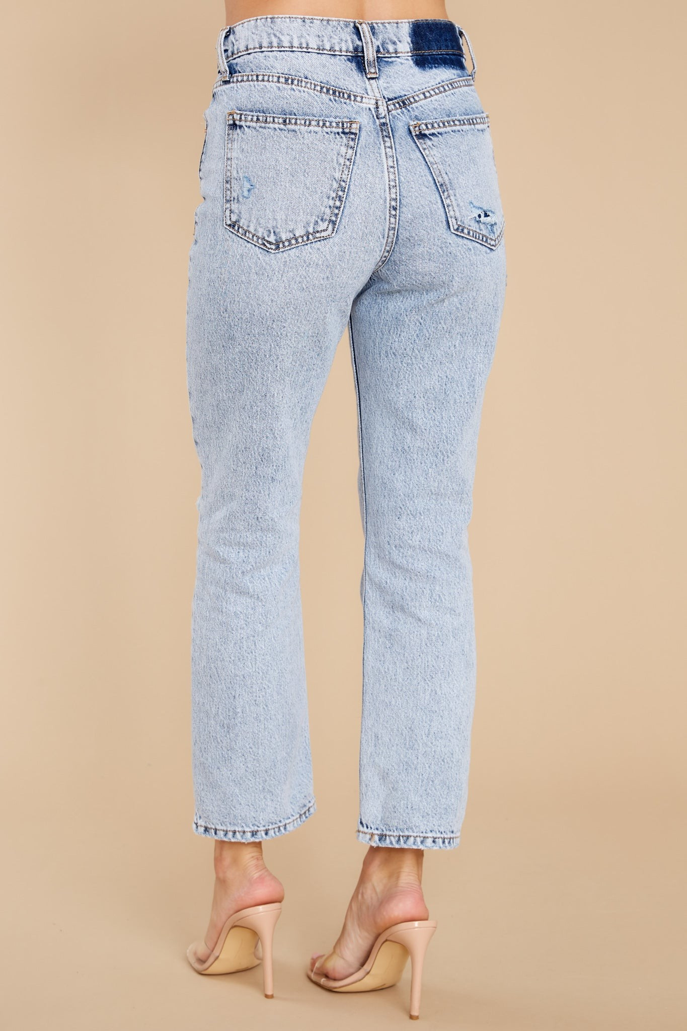 Epic Moments Light Mineral Wash Distressed Straight Jeans | Red Dress 