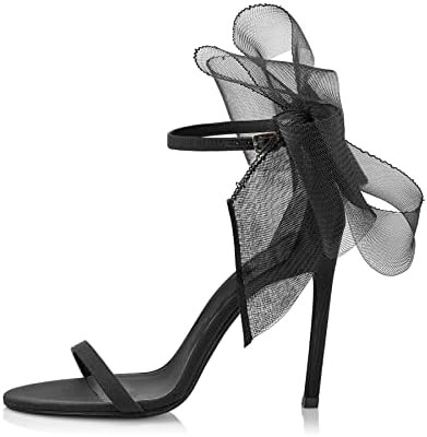 Coutgo Women's Bow Heels Open Toe Stiletto Heels One Strap Party Summer High Heeled Sandals Asymm... | Amazon (US)