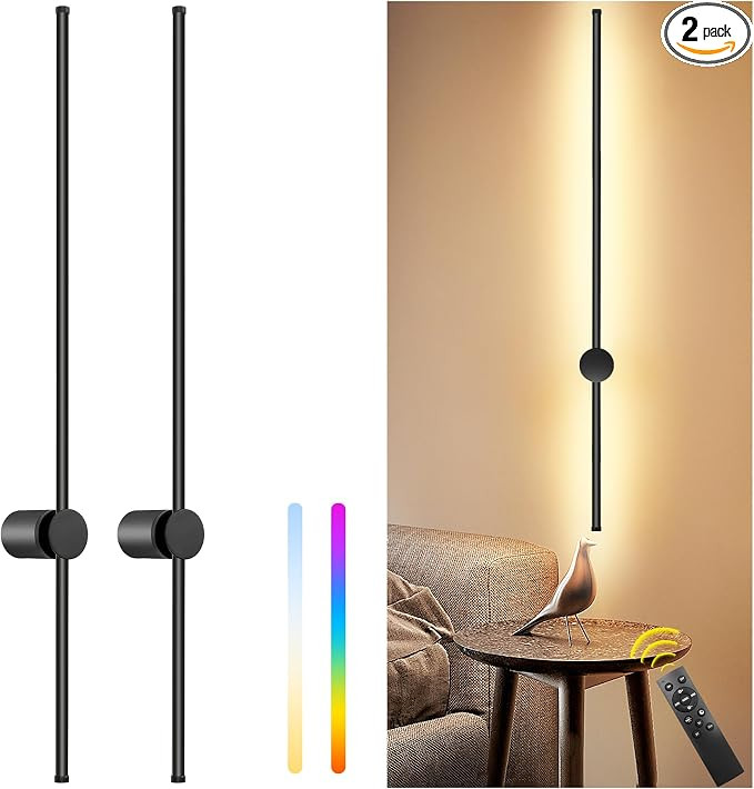 39.4 Inch Battery Operated Wall Sconces Set of Two, 12000mAh Rechargeable Wall Sconce with Remote... | Amazon (US)
