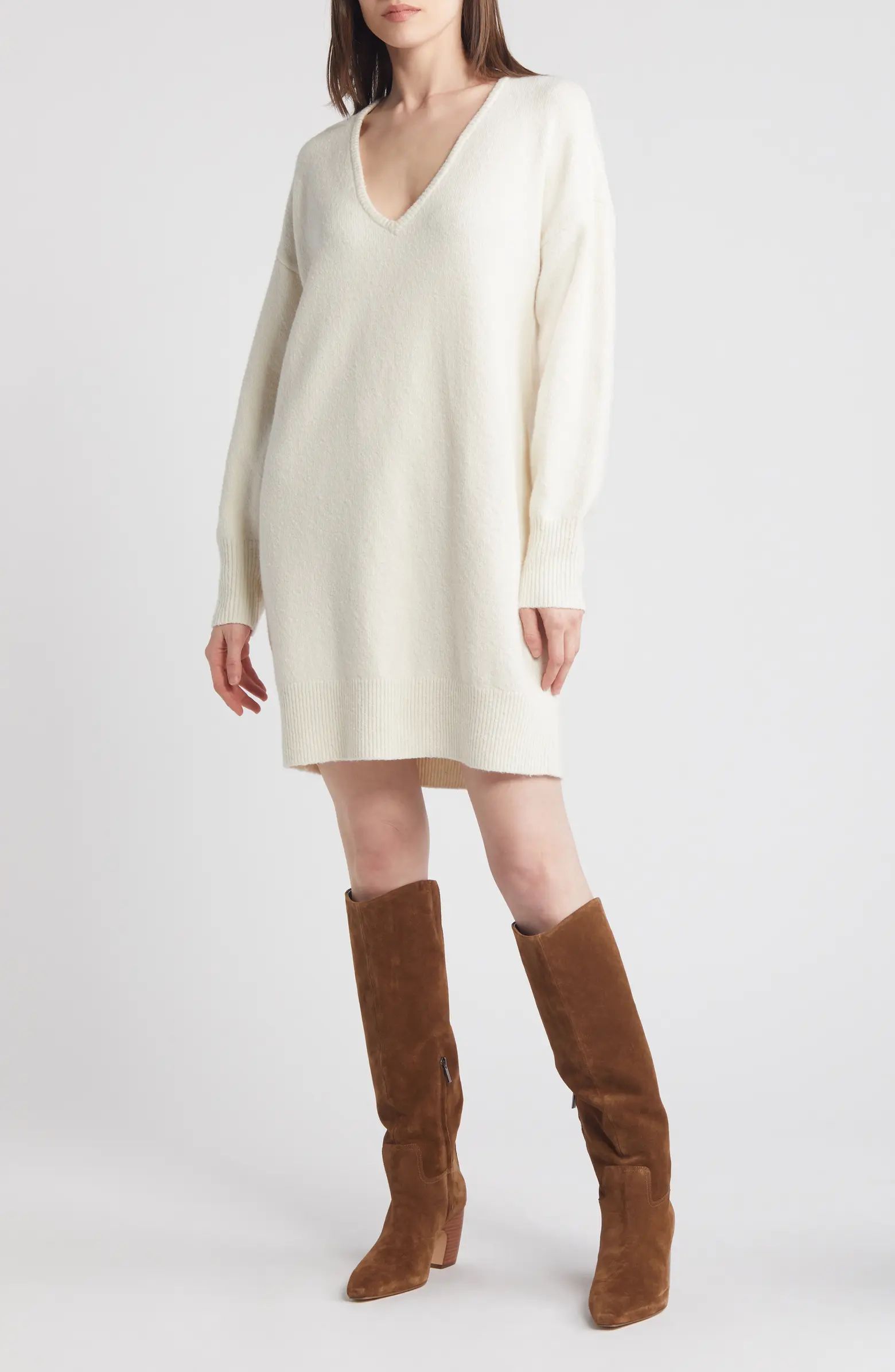 Cotton Blend V-Neck Sweater Dress | Nordstrom