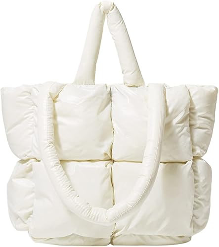 Ovida Women Large Puffer Tote Bag Quilted Top-Handle Shoulder Bag Soft Down Cotton Padded Tote Ha... | Amazon (US)