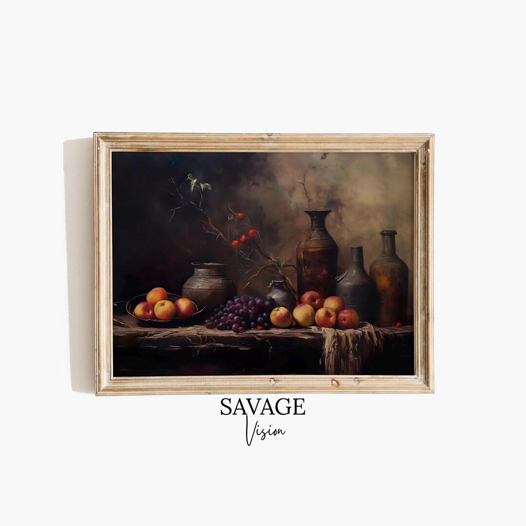 Vintage Fruits Still Life Art Print, Moody Kitchen Decor (digital Download) - Etsy | Etsy (US)