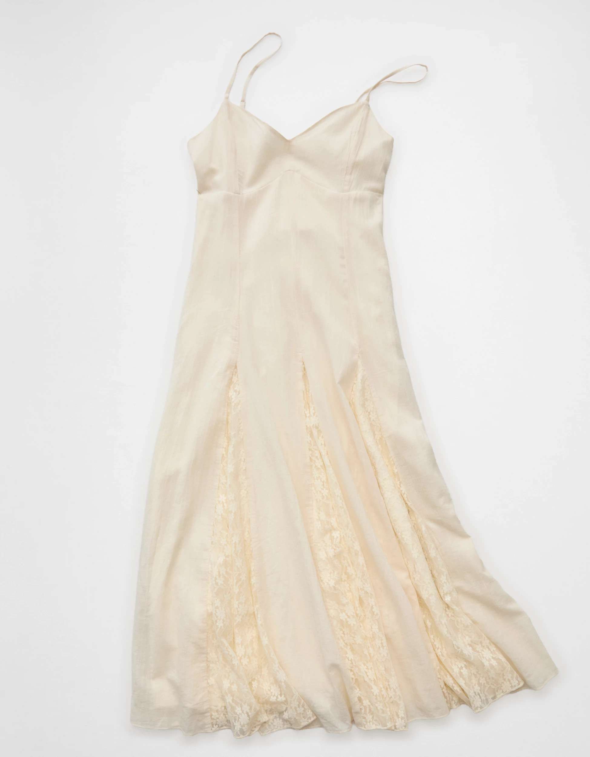 AE V-Neck Pleated Lace Midi Dress | American Eagle Outfitters (US & CA)